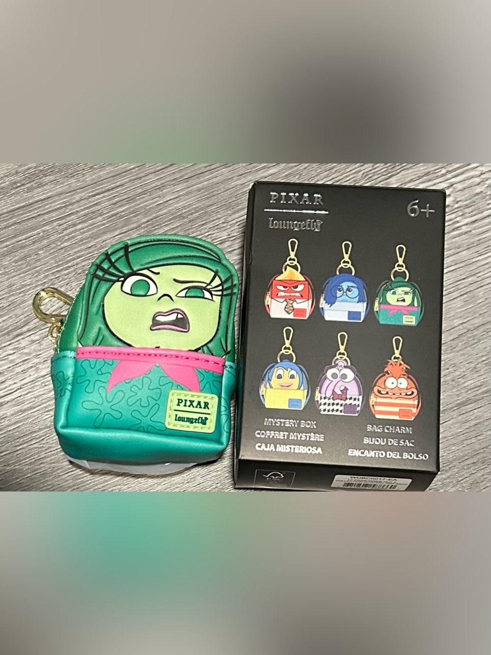Pixar Loungefly Inside Out Disgust Mini Bag Charm Backpack Wallet - Green Pink